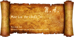 Maria Arikán névjegykártya